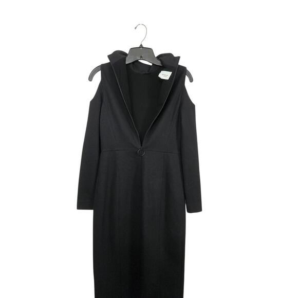 Akris Punto Black Cold Shoulder Sheath Dress Turtleneck Size 4 Small - Picture 4 of 10